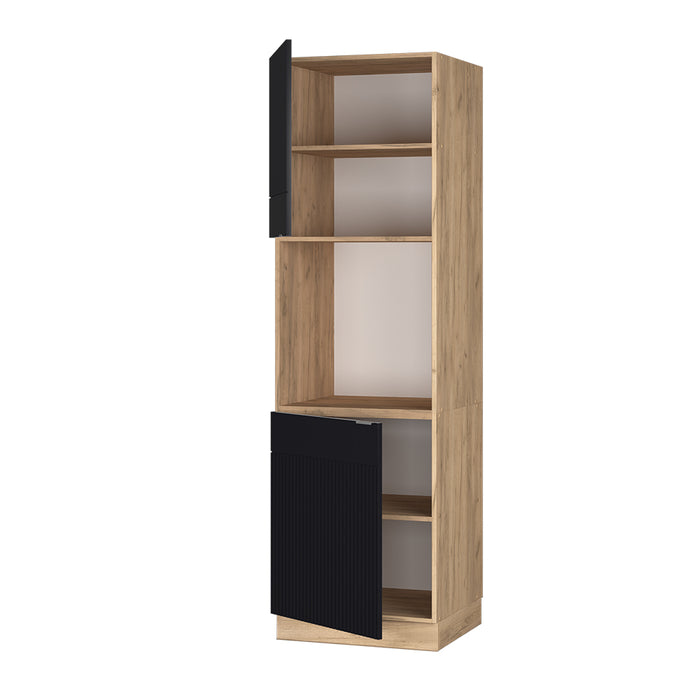 Vicco Mobile per forno da incasso Nero a righe 60 cm aperto