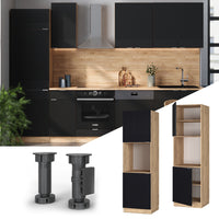 Vicco Mobile per forno da incasso Nero a righe 60 cm aperto