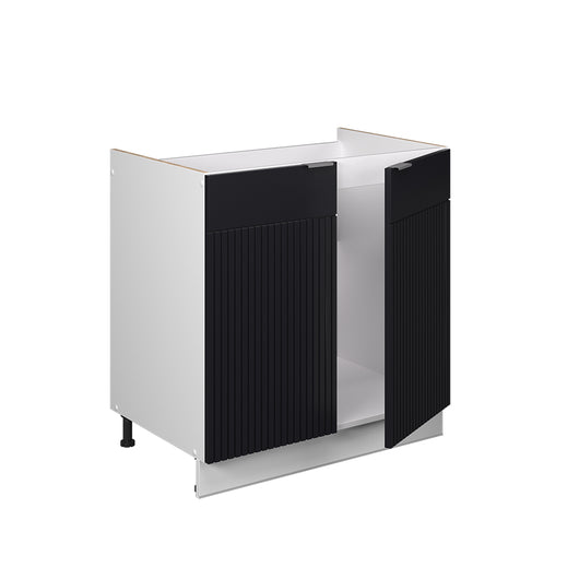 Vicco Mobile lavello cucina Nero a righe 80 cm , PL Marmo