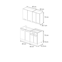 Vicco Cucina completa Pannello in rovere/antracite 140 cm senza piano di lavoro