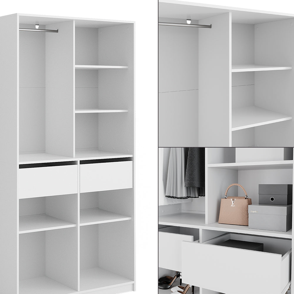 Vicco Armadio Bianco 100 x 200 cm con 2 cassetti