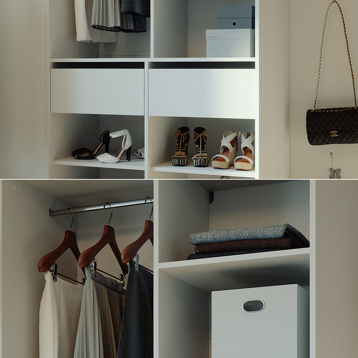 Vicco Armadio Bianco 100 x 200 cm con 2 cassetti