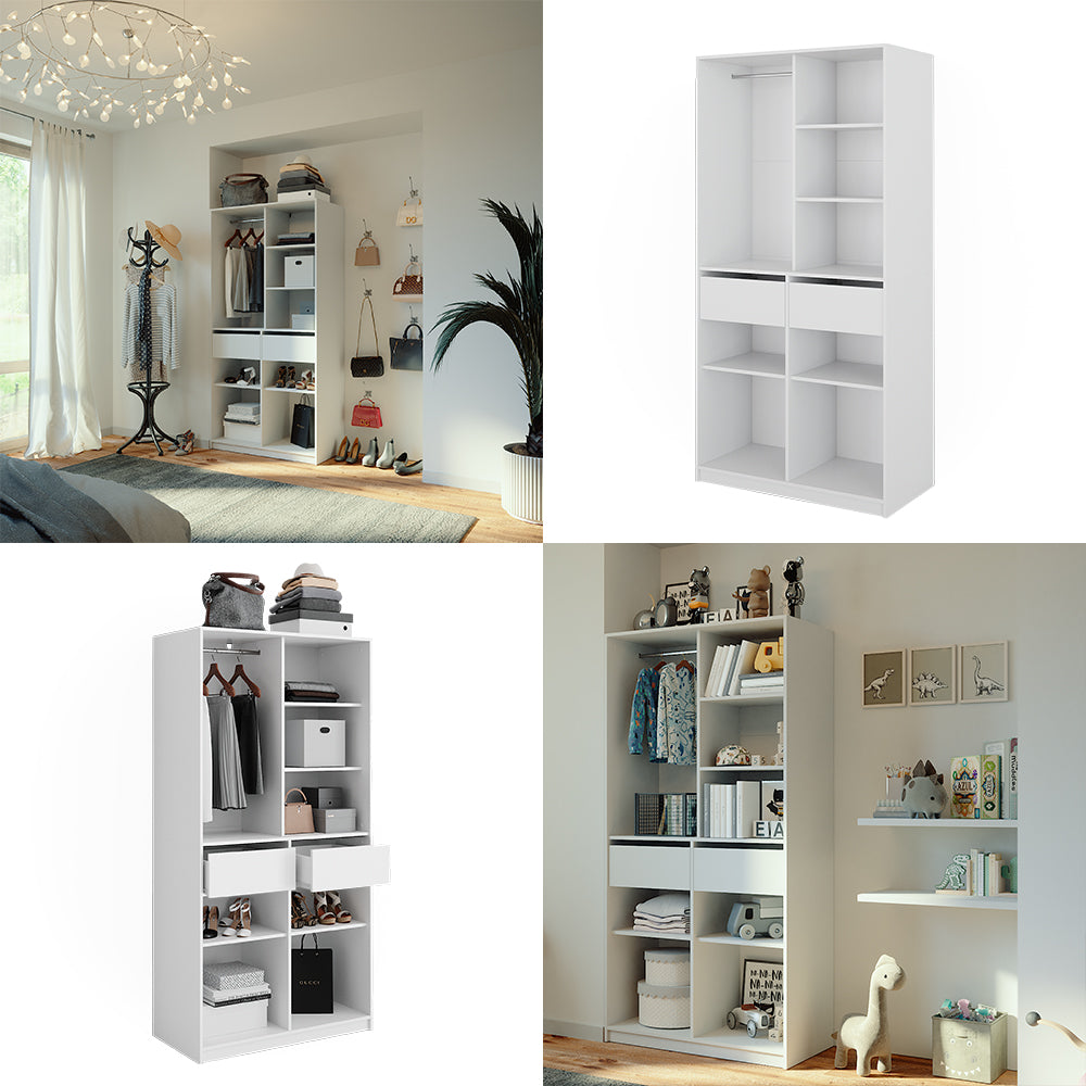 Vicco Armadio Bianco 100 x 200 cm con 2 cassetti