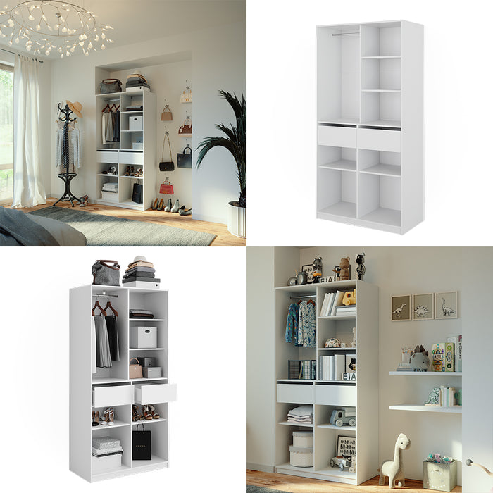 Vicco Armadio Bianco 100 x 200 cm con 2 cassetti