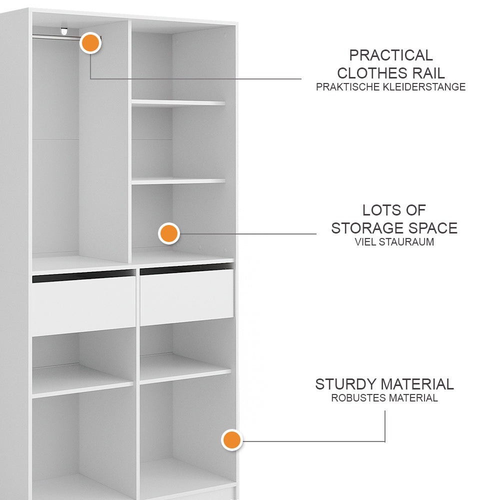 Vicco Armadio Bianco 100 x 200 cm con 2 cassetti