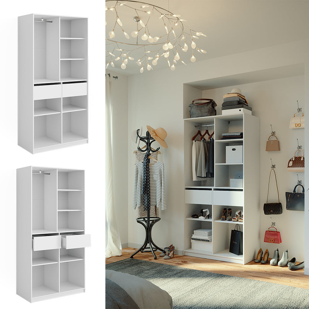 Vicco Armadio Bianco 100 x 200 cm con 2 cassetti