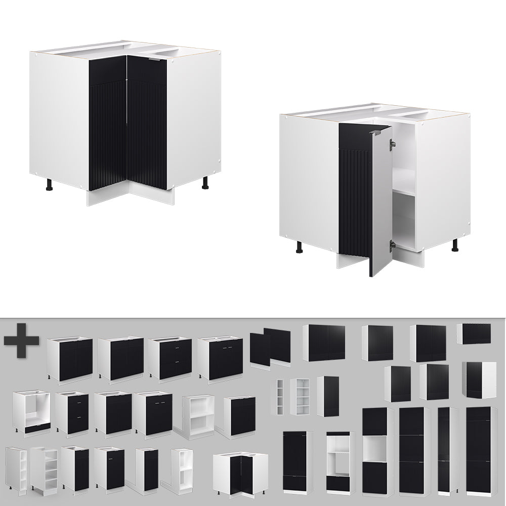Vicco Mobile ad angolo cucina Nero a righe 80.5 cm , PL Marmo