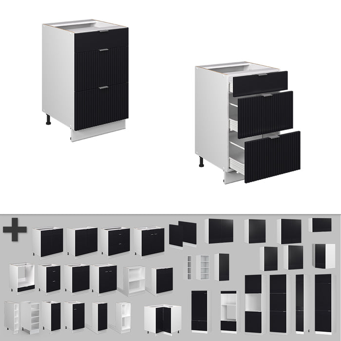 Vicco Mobiletto base per cucina Nero a righe 50 cm , PL Antracite