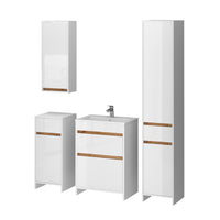 Vicco Set mobili bagno Bianco lucido/oro power oak 5 parti