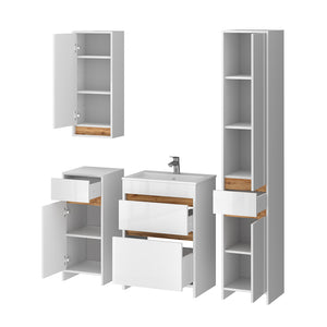 Vicco Set mobili bagno Bianco lucido/oro power oak 5 parti
