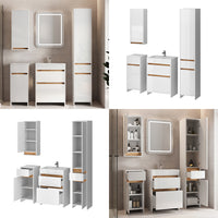 Vicco Set mobili bagno Bianco lucido/oro power oak 5 parti