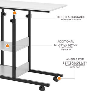 Vicco Tavolo da salotto Bianco 89 x 40 cm con rotelle