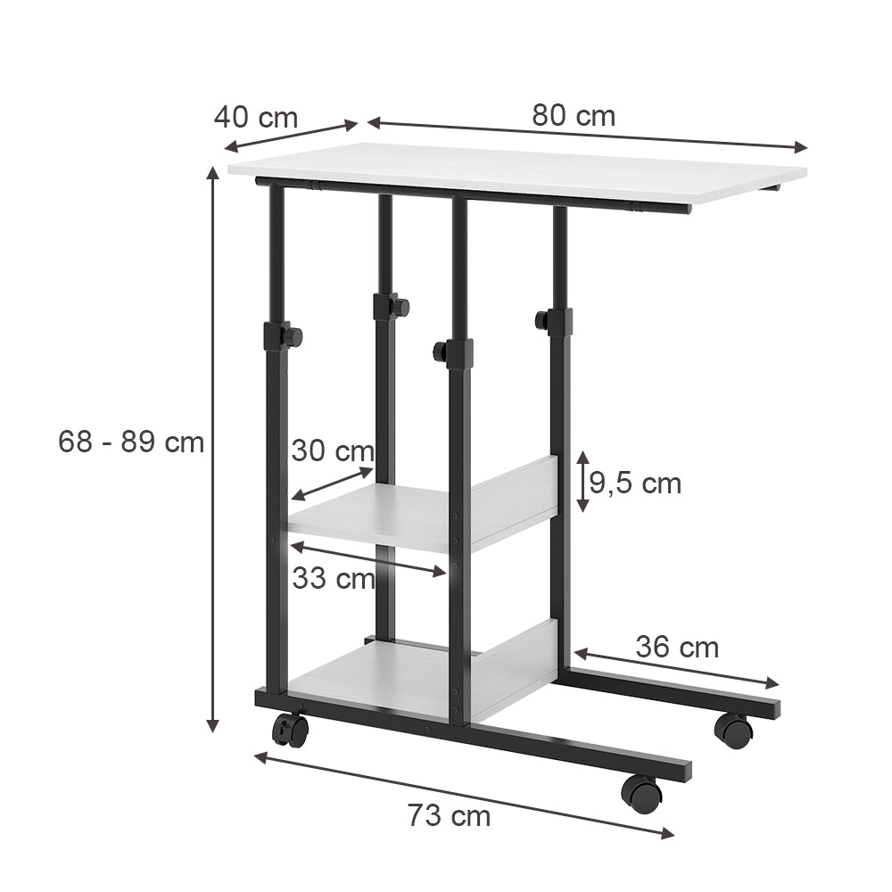 Vicco Tavolo da salotto Bianco 89 x 40 cm con rotelle