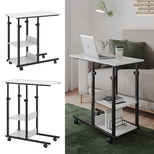 Vicco Tavolo da salotto Bianco 89 x 40 cm con rotelle