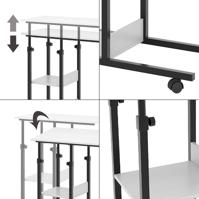 Vicco Tavolo da salotto Bianco 89 x 40 cm con rotelle