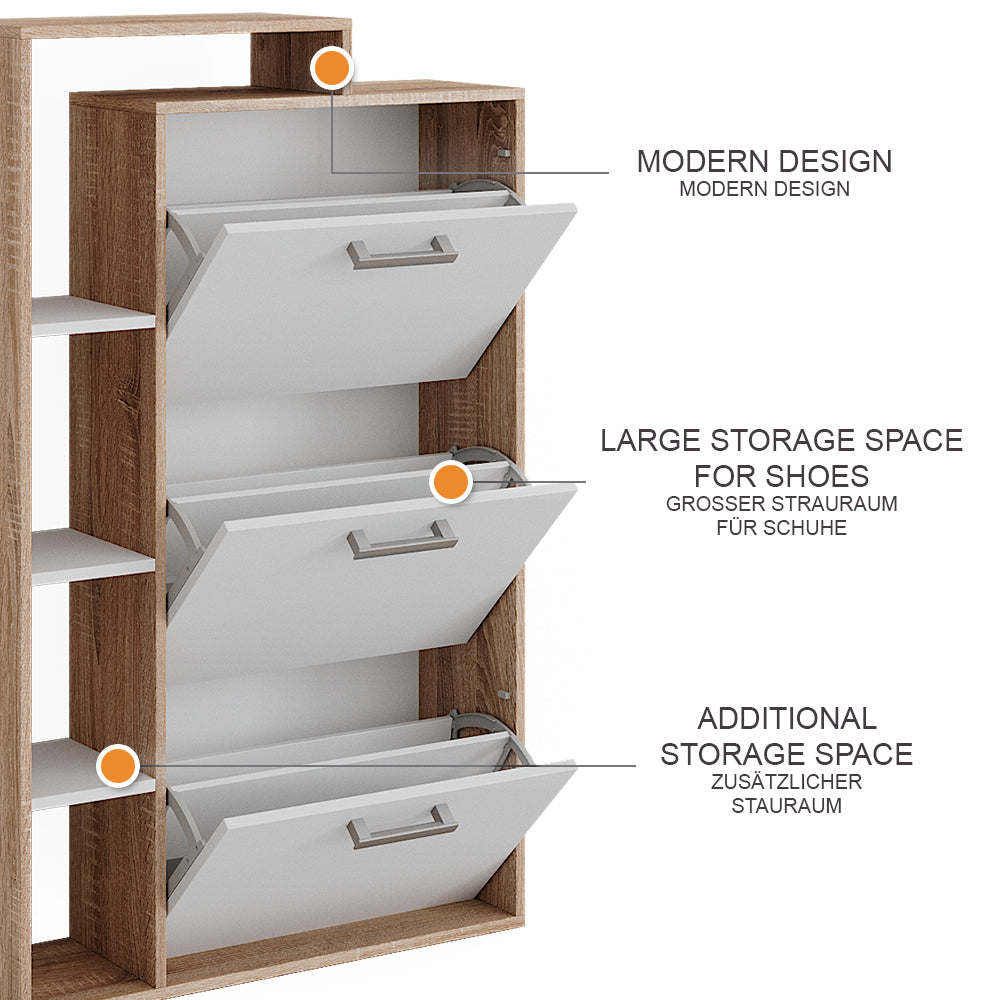 Vicco Scarpiera Sonoma 80 x 128.3 cm con 3 scomparti