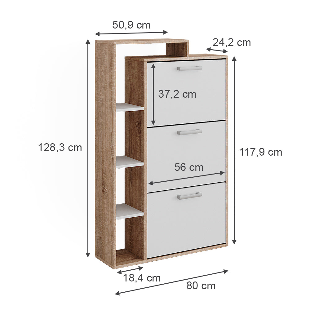 Vicco Scarpiera Sonoma 80 x 128.3 cm con 3 scomparti