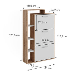 Vicco Scarpiera Sonoma 80 x 128.3 cm con 3 scomparti