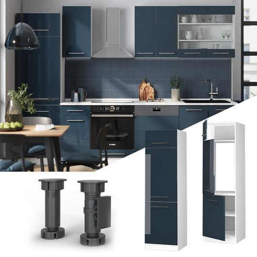 Vicco Armadio frigorifero Blu scuro lucido 60 cm