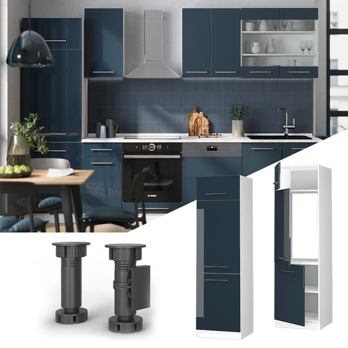 Vicco Armadio frigorifero Blu scuro lucido 60 cm