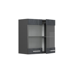 Vicco Mobile da cucina in vetro Calcestruzzo nero 60 cm