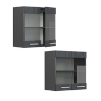 Vicco Mobile da cucina in vetro Calcestruzzo nero 60 cm