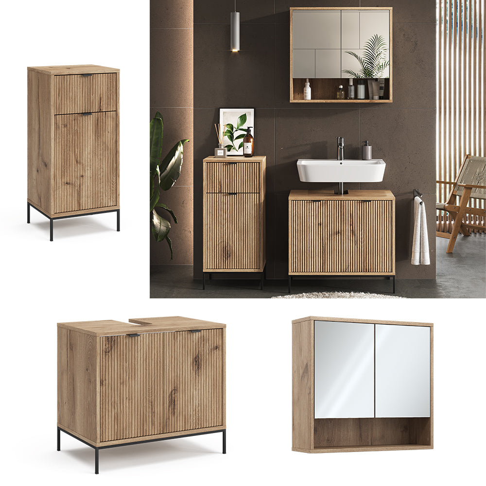 Vicco Set di mobili da bagno Quercia vichinga 3 pezzi, con cabinet midi