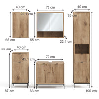Vicco Set di mobili da bagno Quercia vichinga 5 parti