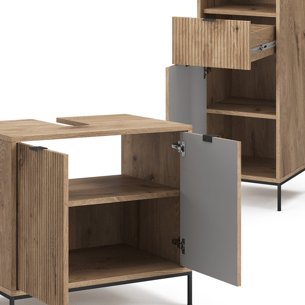 Vicco Set di mobili da bagno Quercia vichinga 5 parti