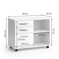Vicco Piedistalli mobili Bianco 40 x 80 cm con 3 cassetti