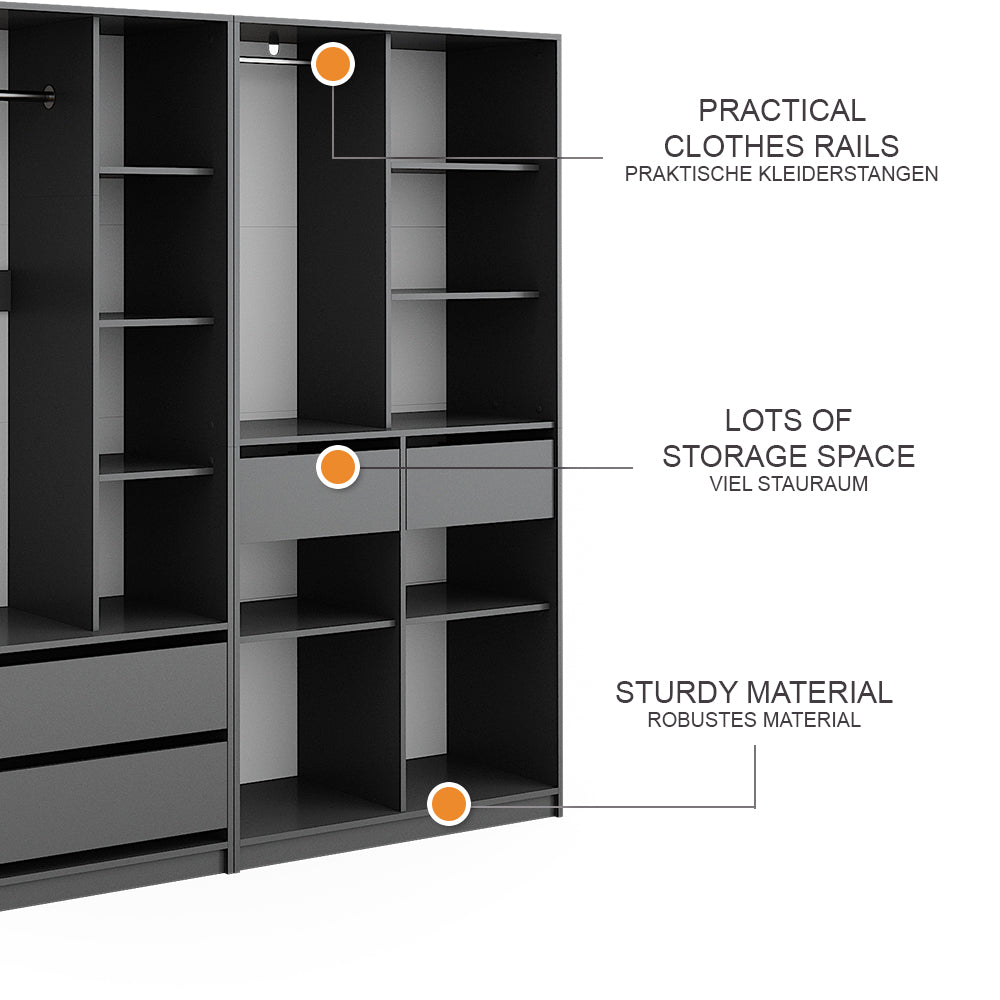 Vicco Armadio Antracite 100 x 200 cm Set di 2