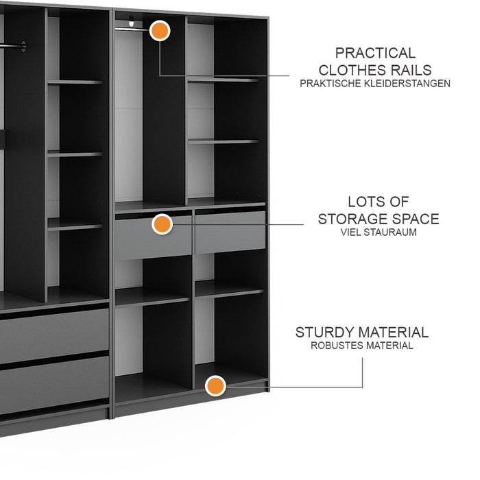 Vicco Armadio Antracite 100 x 200 cm Set di 2