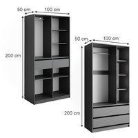 Vicco Armadio Antracite 100 x 200 cm Set di 2