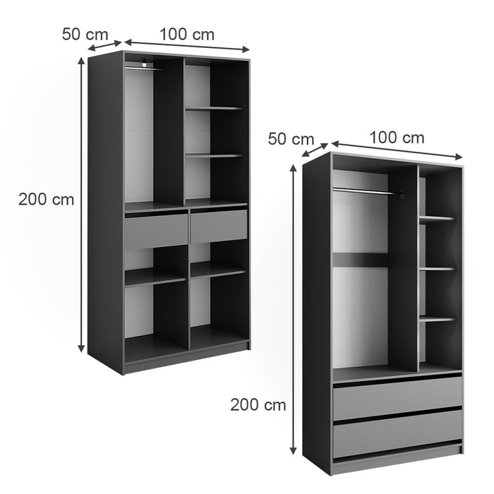Vicco Armadio Antracite 100 x 200 cm Set di 2