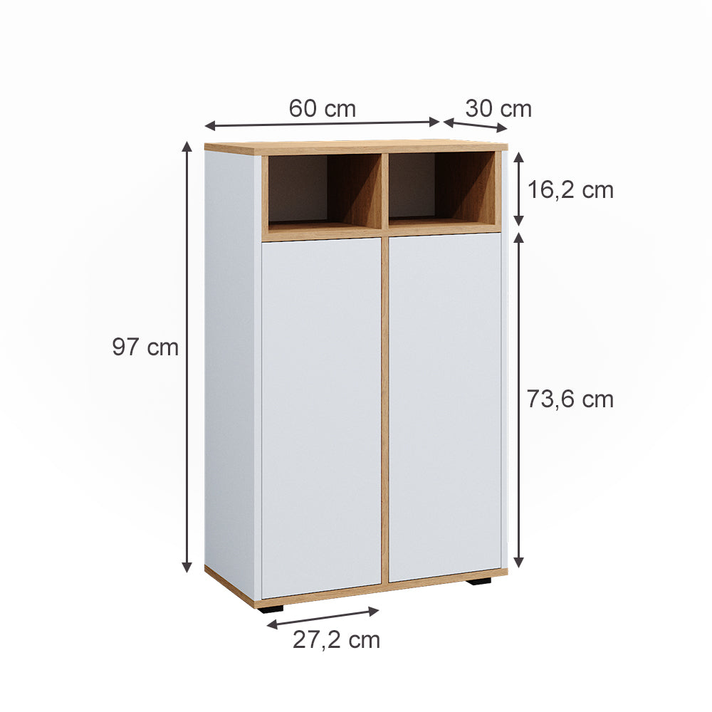 Vicco Mobiletto bagno Bianco/Artisan 60 x 97 cm con 2 porte