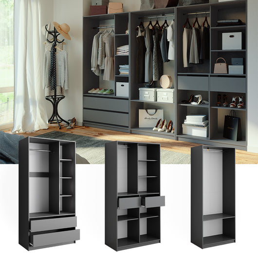 Vicco Armadio Antracite 100 x 200 cm Set di 3