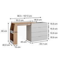 Vicco Tavolo per l'artigianato Bianco 95.5 x 80 cm pieghevole, 4 cassetti