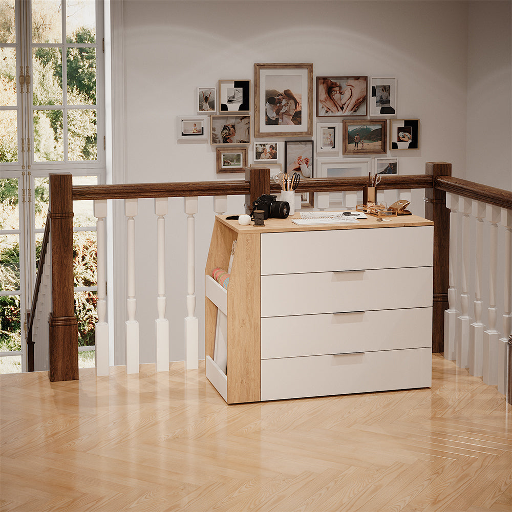 Vicco Tavolo per l'artigianato Bianco 95.5 x 80 cm pieghevole, 4 cassetti