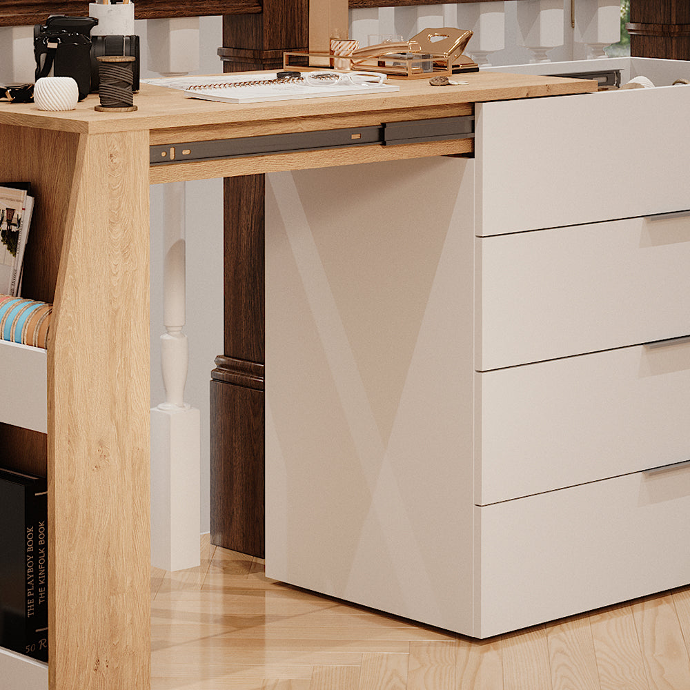 Vicco Tavolo per l'artigianato Bianco 95.5 x 80 cm pieghevole, 4 cassetti