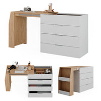 Vicco Tavolo per l'artigianato Bianco 95.5 x 80 cm pieghevole, 4 cassetti