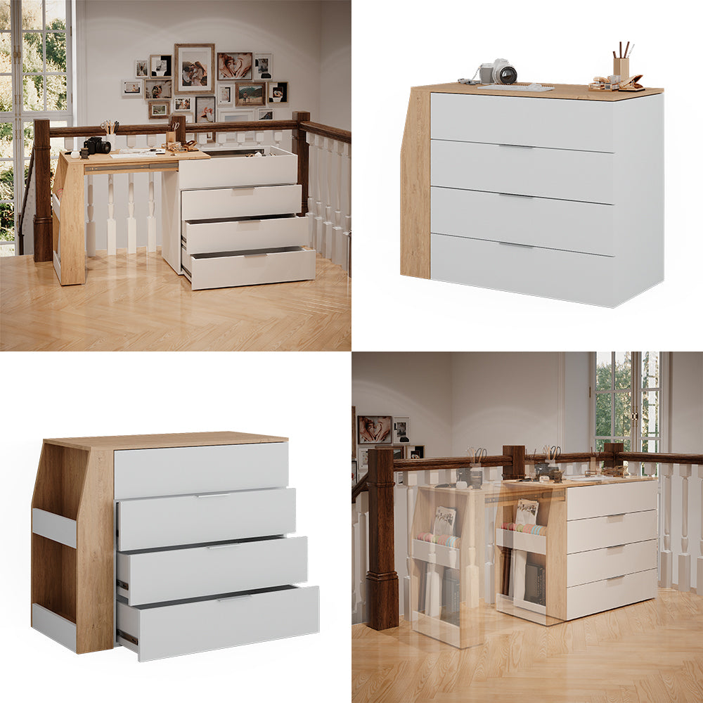 Vicco Tavolo per l'artigianato Bianco 95.5 x 80 cm pieghevole, 4 cassetti