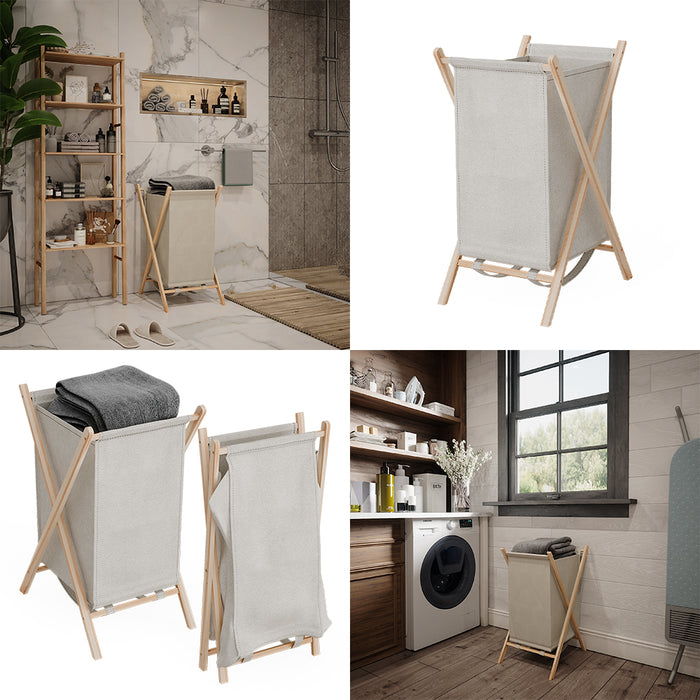 Vicco Cesto per la biancheria Beige 40 x 64 cm