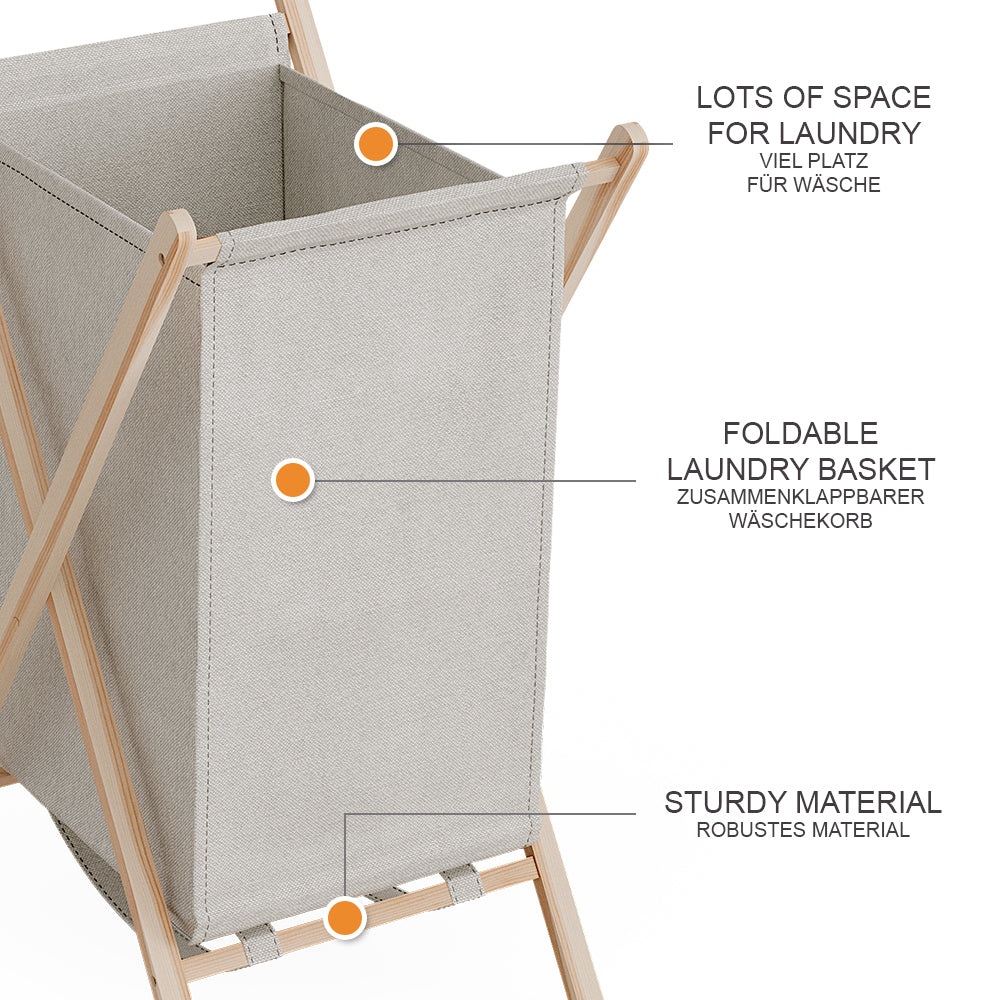 Vicco Cesto per la biancheria Beige 40 x 64 cm