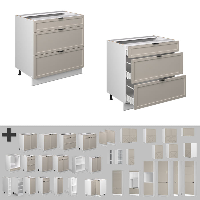 Vicco Mobiletto base per cucina GrigioBeige 80 cm con 3 cassetti, PL Antracite