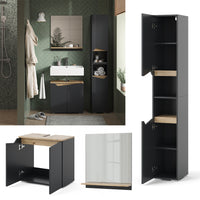 Vicco Combinazione di mobili da bagno Antracite 3 parti, con colonna