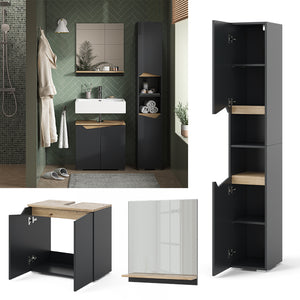 Vicco Combinazione di mobili da bagno Antracite 3 parti, con colonna