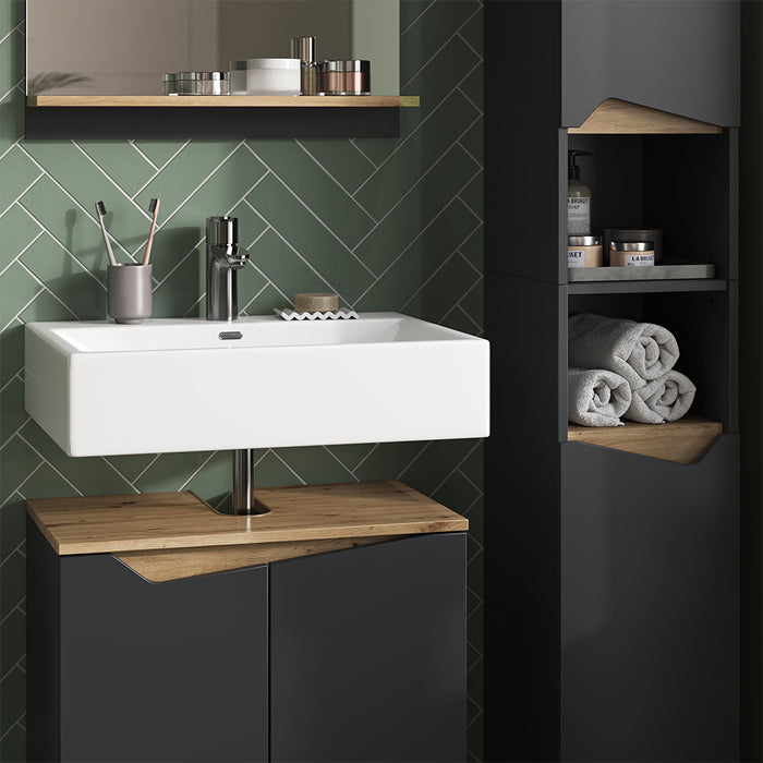 Vicco Combinazione di mobili da bagno Antracite 3 parti, con colonna
