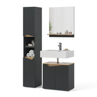 Vicco Combinazione di mobili da bagno Antracite 3 parti, con colonna