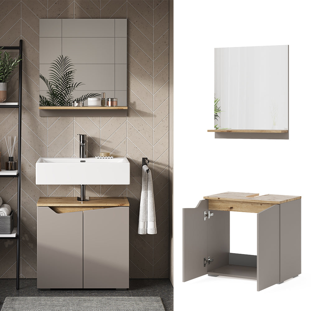 Vicco Combinazione di mobili da bagno Grigio 2 parti