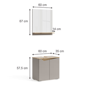 Vicco Combinazione di mobili da bagno Grigio 2 parti